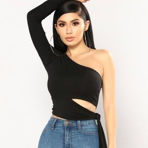 Heart Holder One Shoulder Top - Black/ XS/ NWT